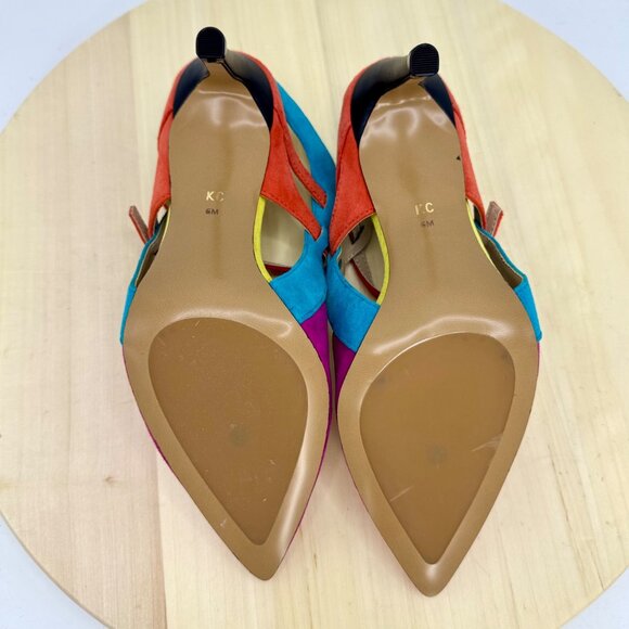 Kenneth Cole Multicolor Riley Suede Double Buckle Stiletto Heels Size 6 NEW! - Picture 8 of 12